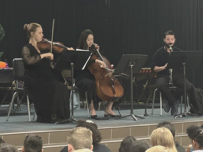 Trio performing on the Las Colinas Symphony educational tour
